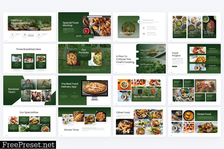 Foodine Green Elegant Food Gradient PowerPoint DU6469D