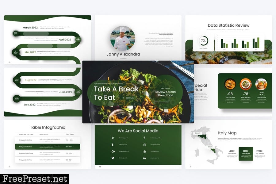 Foodine Green Elegant Food Gradient PowerPoint DU6469D