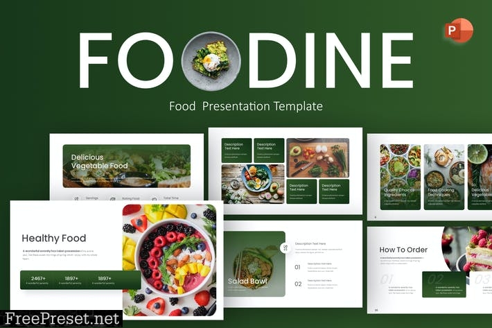 Foodine Green Elegant Food Gradient PowerPoint DU6469D