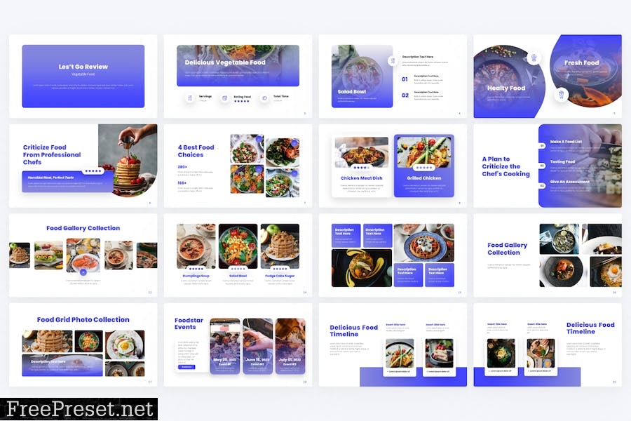 Foodstar Blue Creative Food Gradient PowerPoint 3KDDQAG