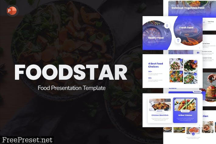 Foodstar Blue Creative Food Gradient PowerPoint 3KDDQAG