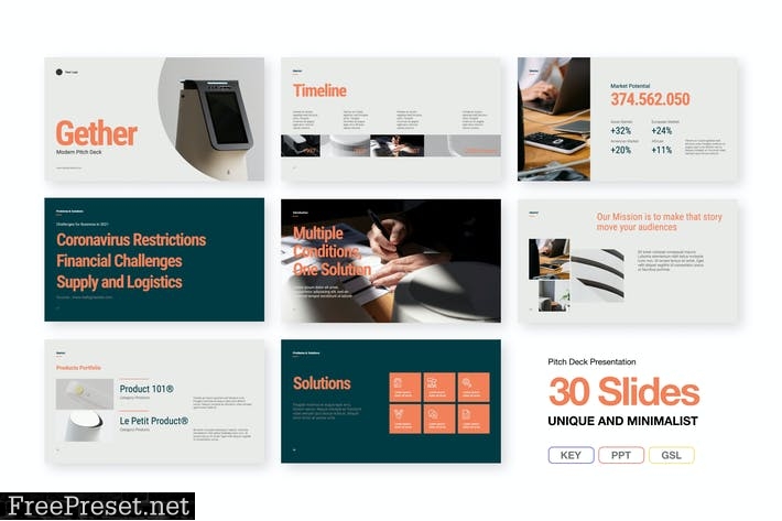 Gether - Modern Pitch Deck Template 76PW2XA