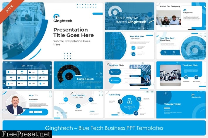 Ginghtech - Blue Tech Business PPT Template 68M6FSU