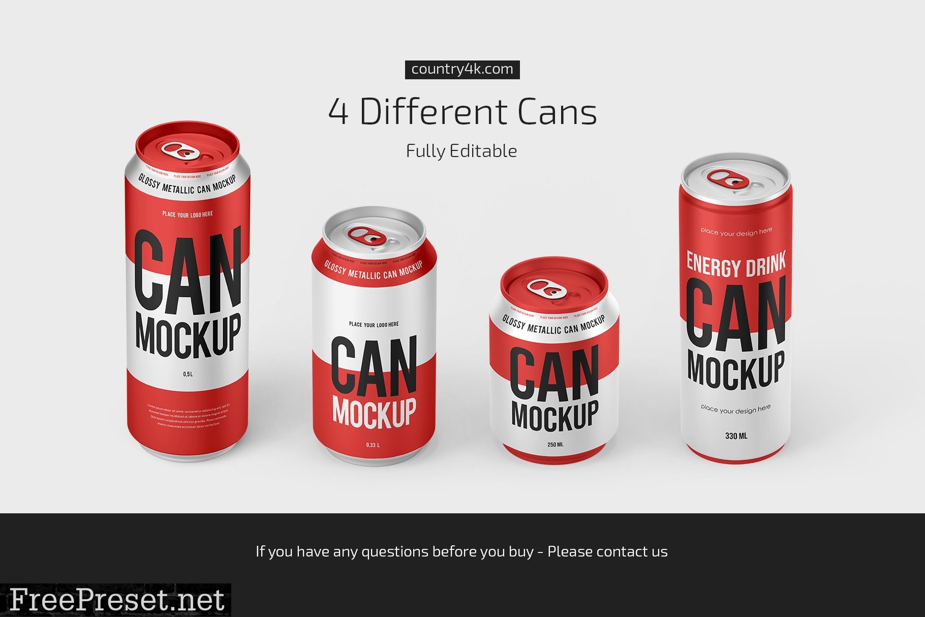 Glossy Metallic Can Mockup Bundle 7026595