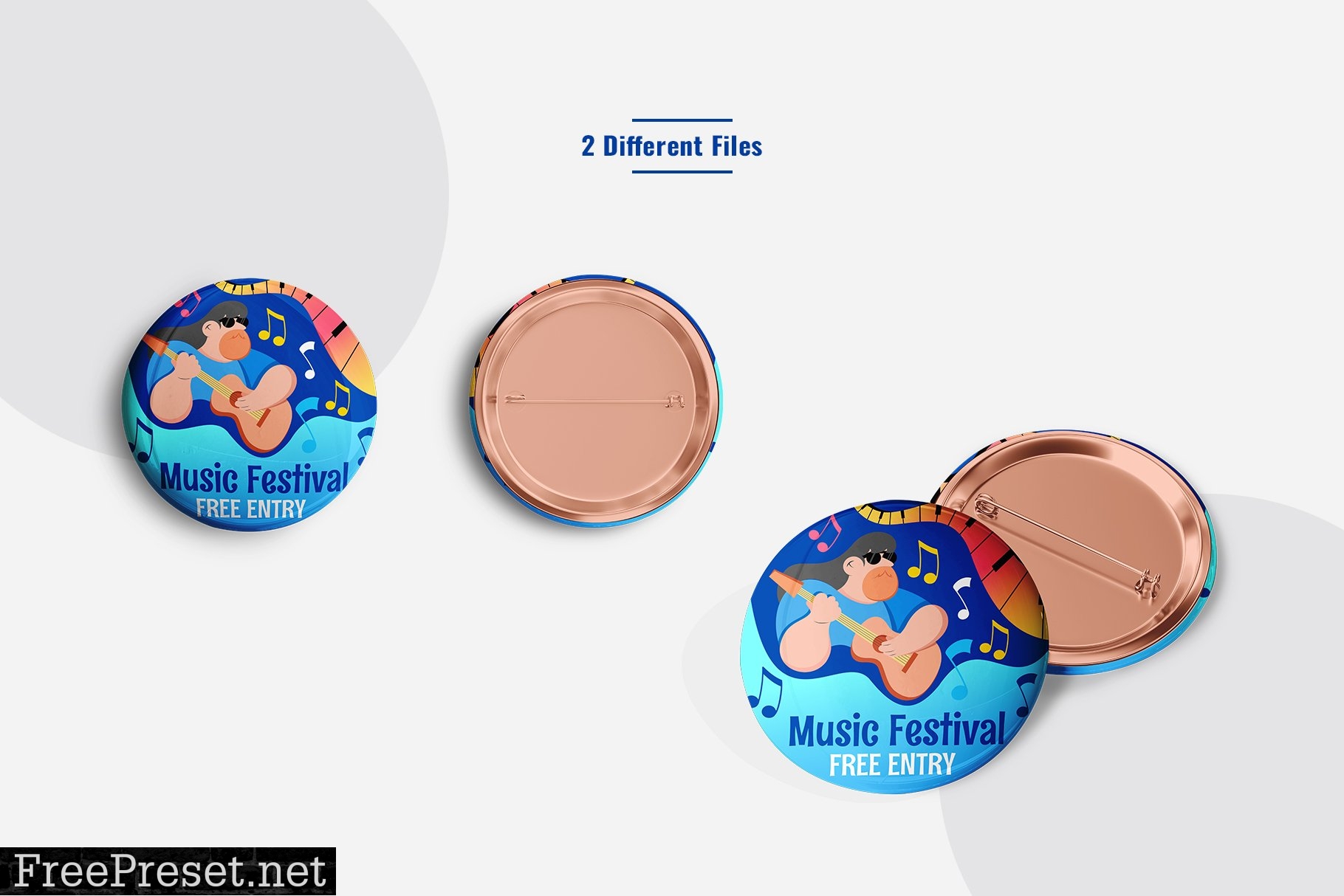 Glossy Round Pin Badge Set Mockup 7149012