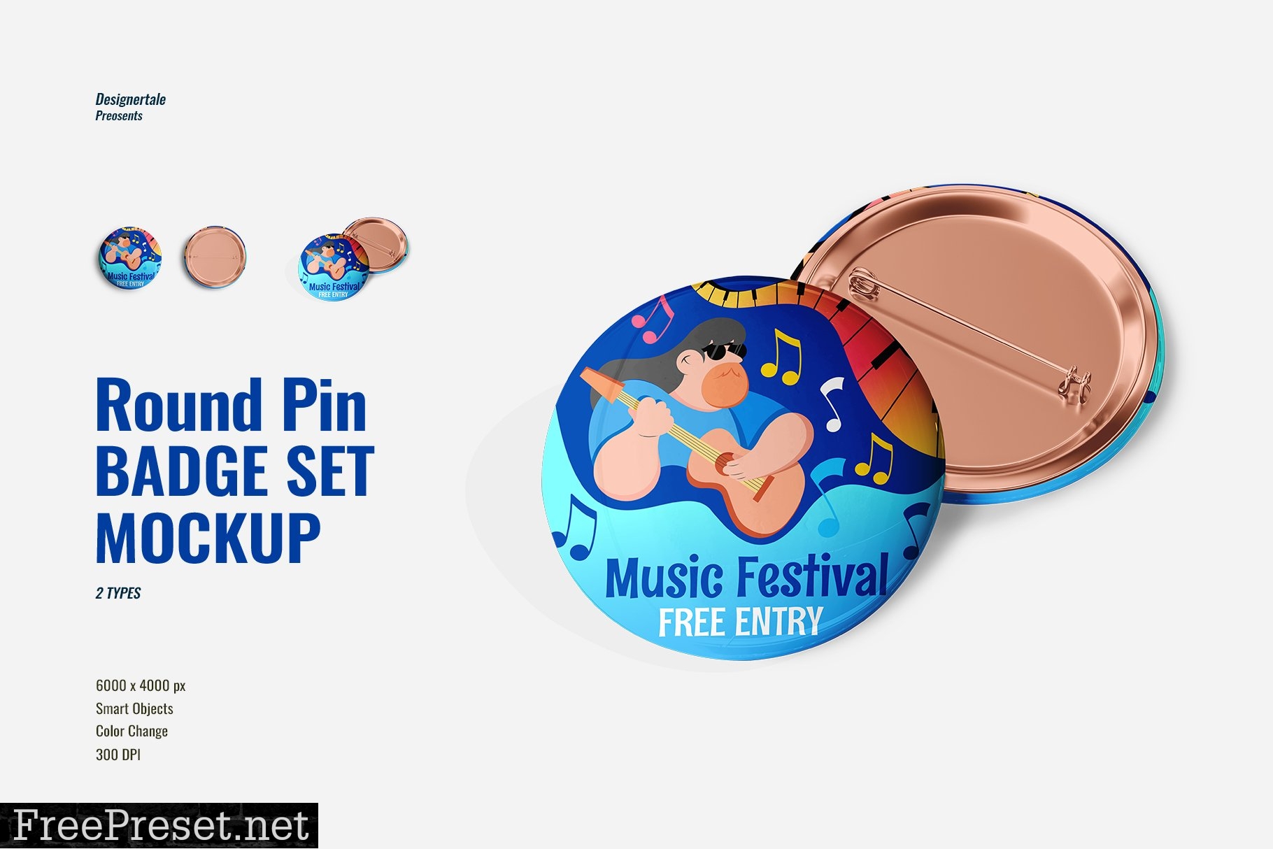 Glossy Round Pin Badge Set Mockup 7149012