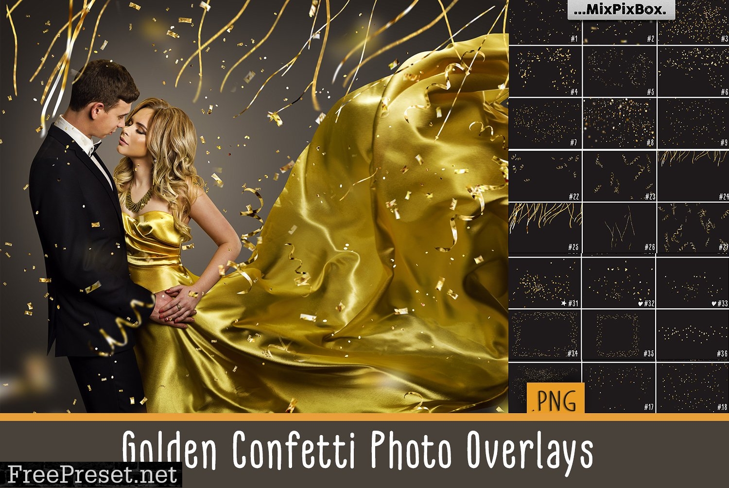Golden Confetti Photo Overlays 3419663