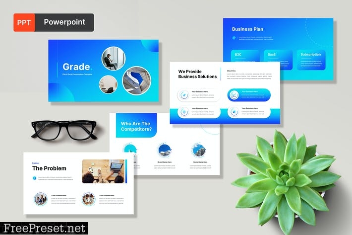 Grade Pitch Deck Powerpoint Template CVQ874H