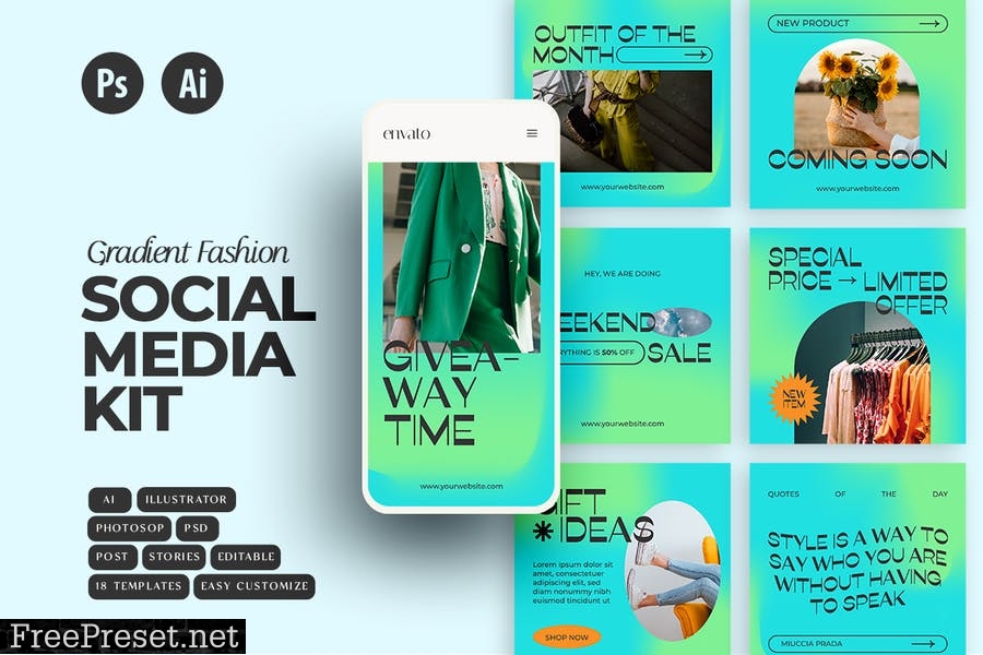 Gradient Fashion Social Media Kit KZEDVJ8