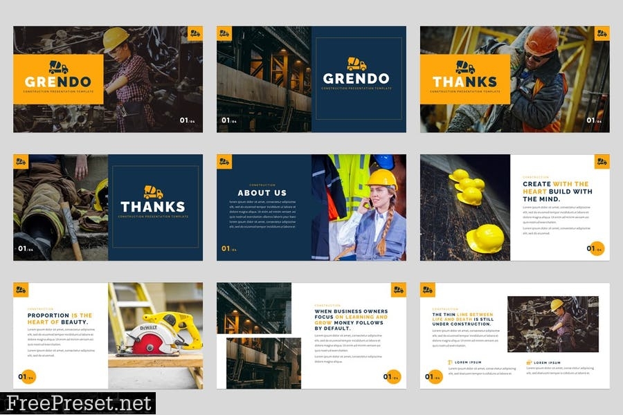 Grendo - Construction Powerpoint Template 9KXNASH