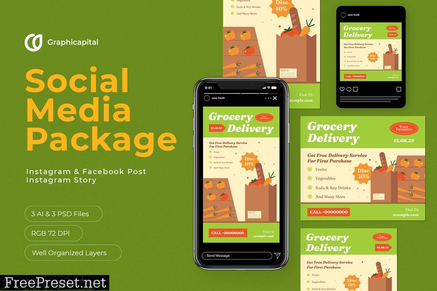 Grocery Delivery Social Media Package C6MVBJ7