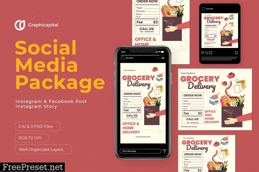 Grocery Delivery Social Media Package DVM6FQT