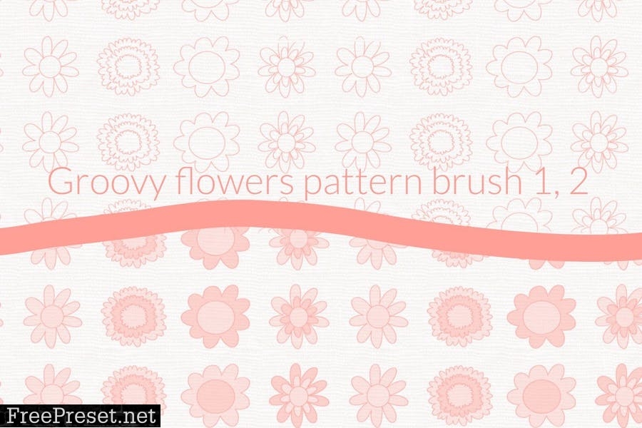 Groovy Flowers Pattern Brushes. Retro Flowers