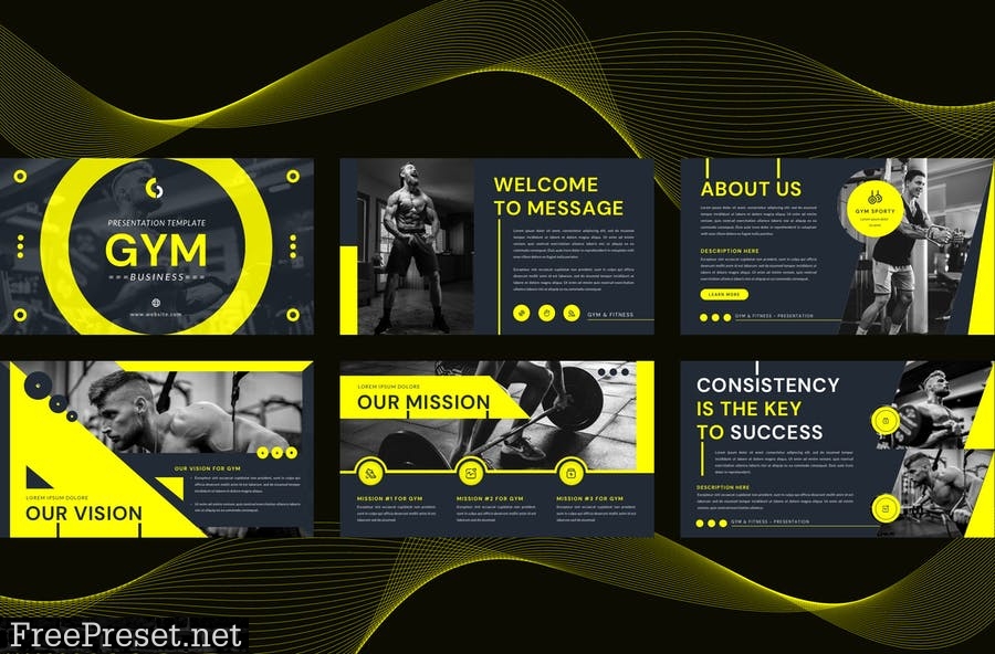 GYM Business Presentation Template - Powerpoint S2Y85BK