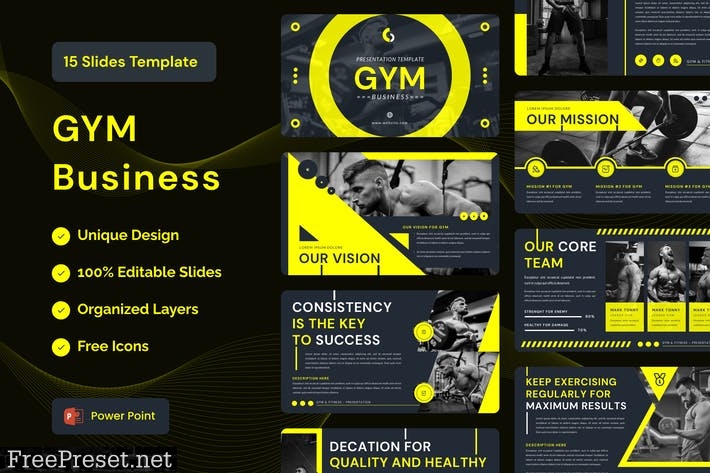 GYM Business Presentation Template - Powerpoint S2Y85BK