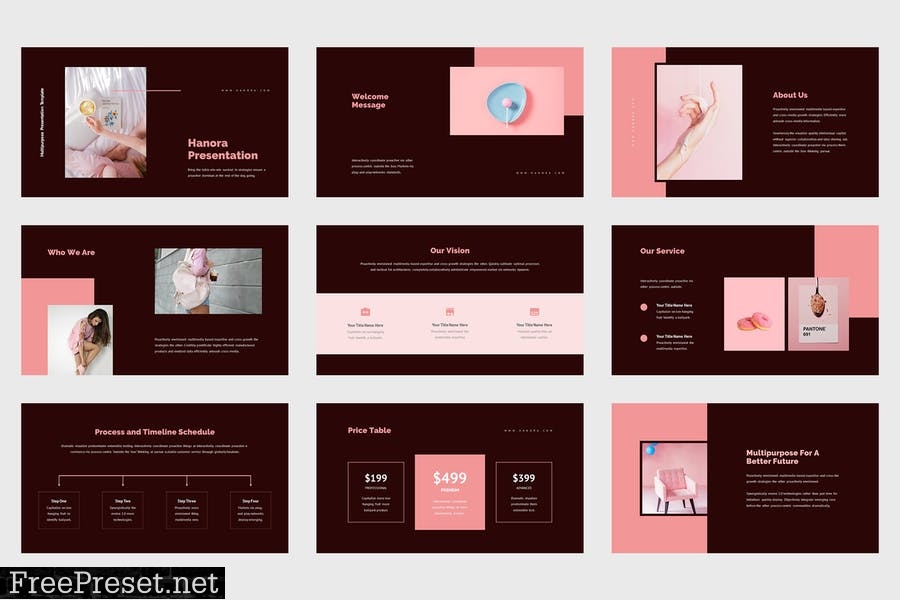 Hanora - Multipurposes Pink Powerpoint Template B6UWFTX