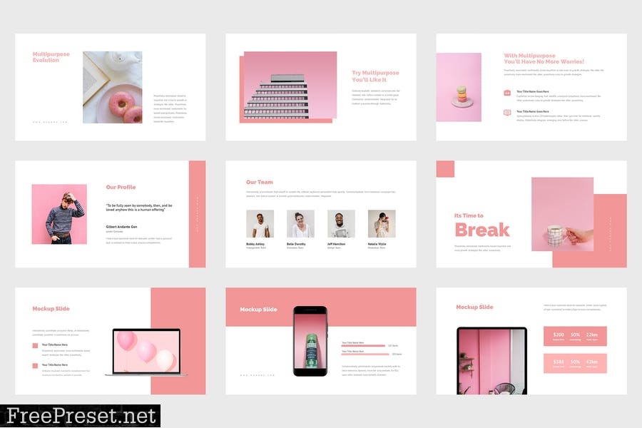 Hanora - Multipurposes Pink Powerpoint Template B6UWFTX