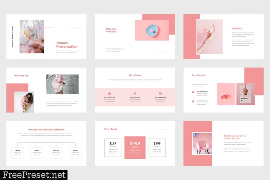 Hanora - Multipurposes Pink Powerpoint Template B6UWFTX