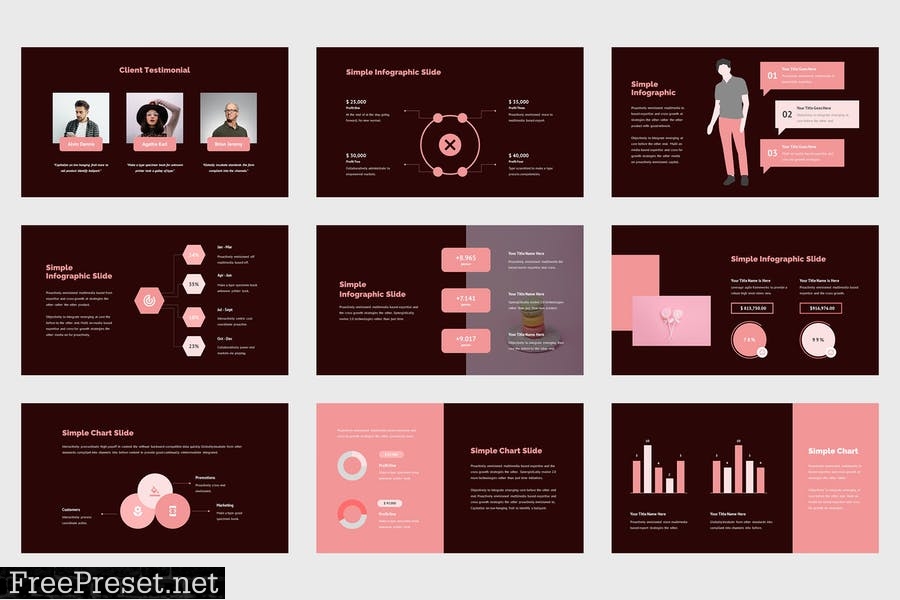 Hanora - Multipurposes Pink Powerpoint Template B6UWFTX