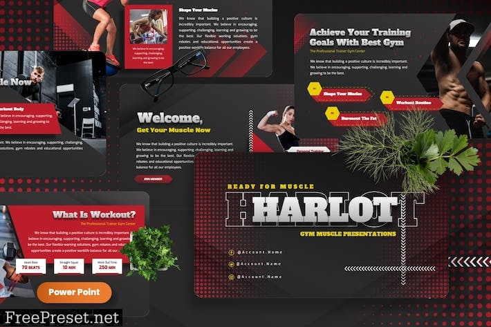 Harlot - Gym Muscle Powerpoint Templates 7H6Q8ZV