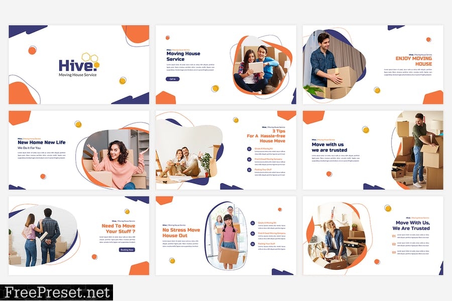 Hive - Moving House Service PowerPoint Template LCBUHGC