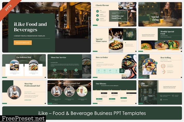 iLike - Green Food and Beverages PPT Template MMKT5UE