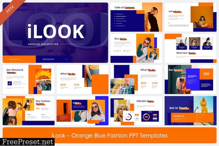 iLook - Orange Blue Fashion PPT Templates C5SMRFH