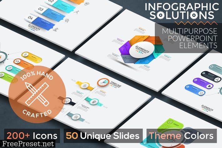 Infographic Solutions. P1. Powerpoint Template B366CL