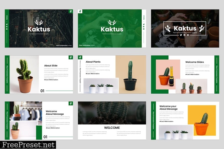 Kaktus - Plant Minimalism Powerpoint Template 72LXPWX