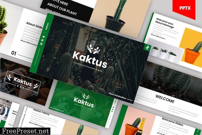 Kaktus - Plant Minimalism Powerpoint Template 72LXPWX