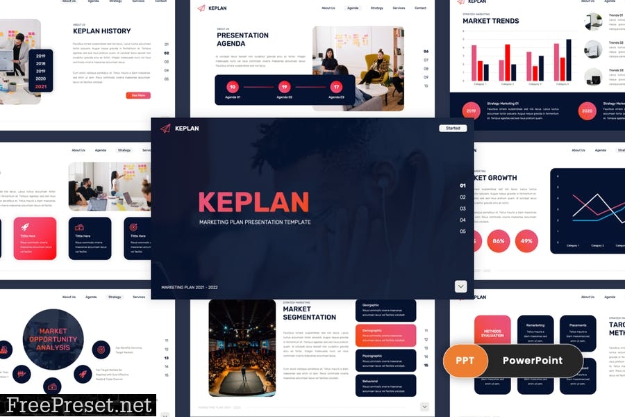 Keplan - Marketing Plan PowerPoint Template L8QRFLS