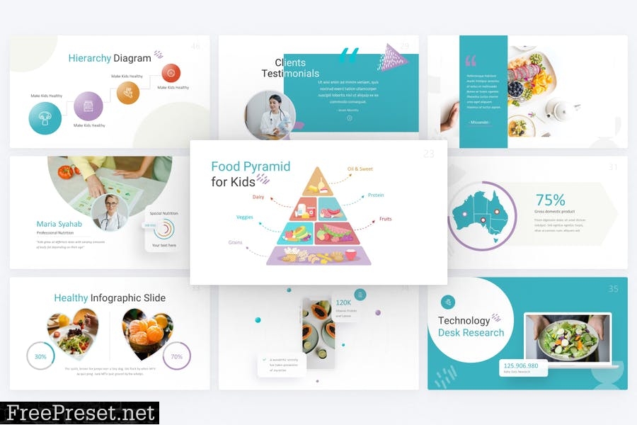 Kidfair Healthy Food PowerPoint Template K5CQZL6