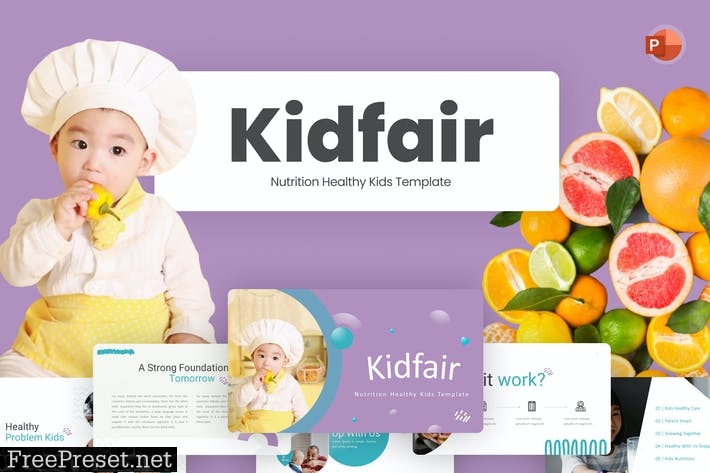 Kidfair Healthy Food PowerPoint Template K5CQZL6