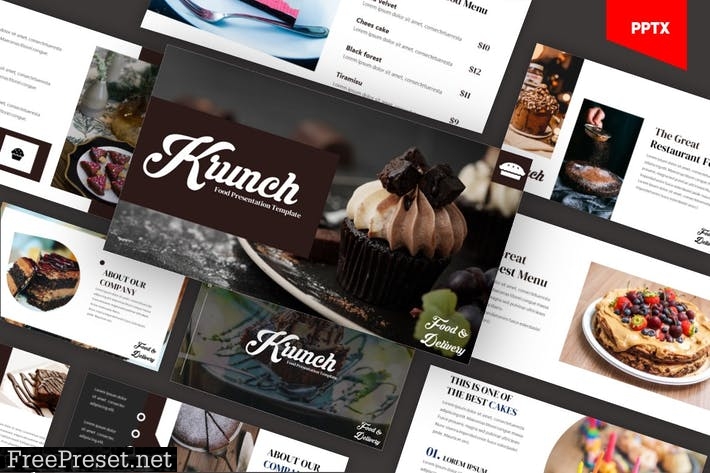 Krunch - Cake & Cookies Powerpoint Template VVZVB9Q