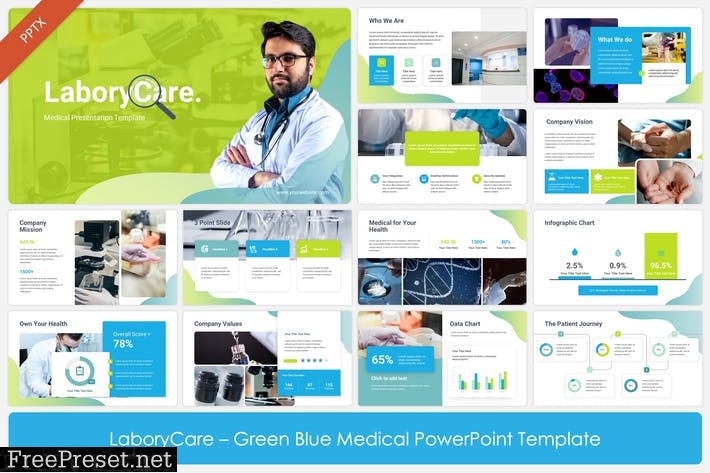 LaboryCare - Green Blue Medical PPT Template XE5APBN