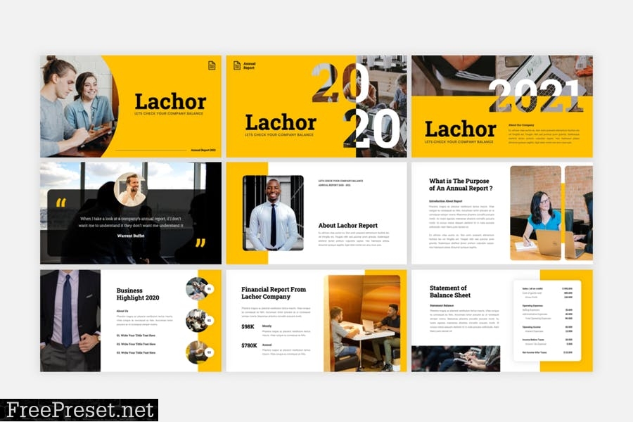 Lachor - Annual Report PowerPoint Template FRS6UA6