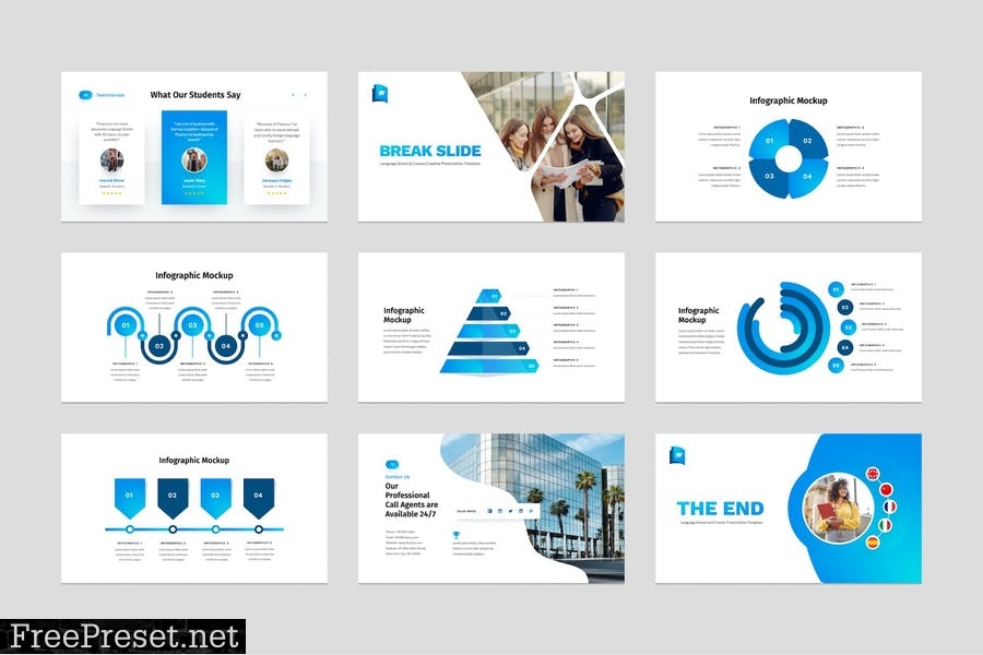 Language School PowerPoint Presentation Template 3T6DE9G