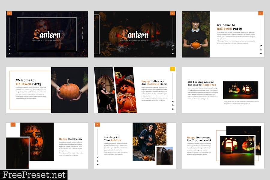 Lantern - Halloween Powerpoint Template HBLNT4X