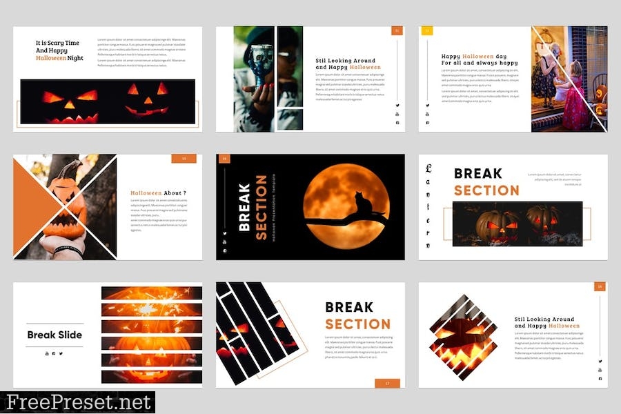 Lantern - Halloween Powerpoint Template HBLNT4X