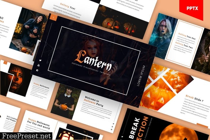 Lantern - Halloween Powerpoint Template HBLNT4X