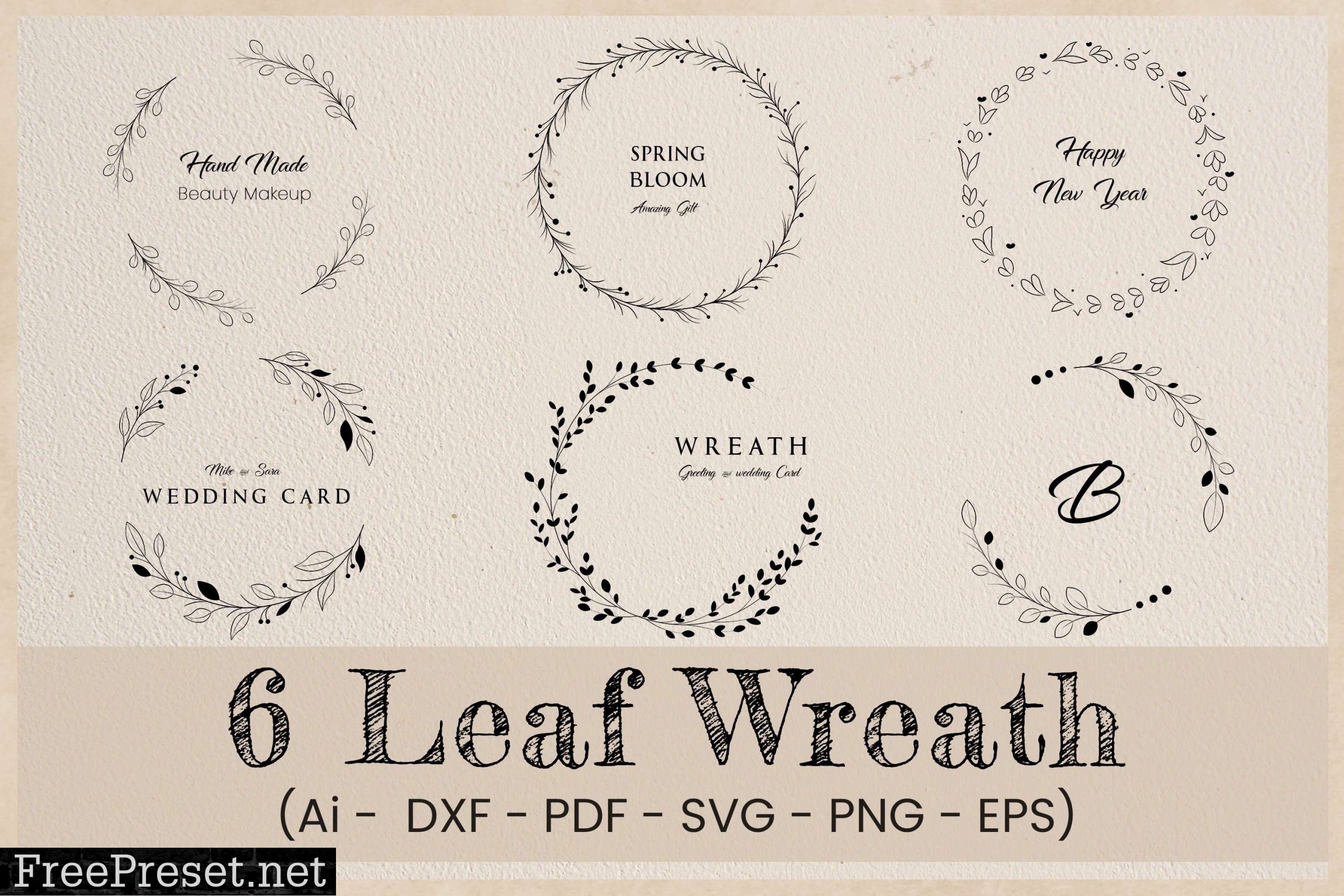 Leaf Wreath Monogram SVG Flora Frame 6848809