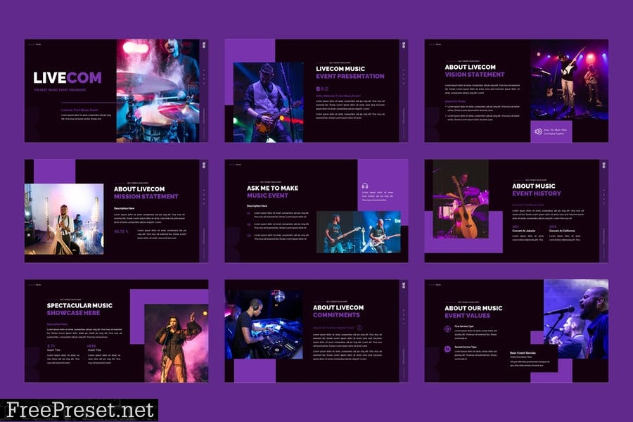 Livecom - Music Event PowerPoint Template MEMJJ9N