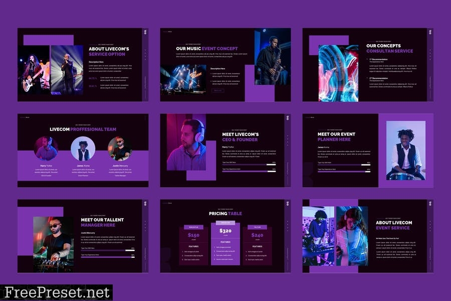 Livecom - Music Event PowerPoint Template MEMJJ9N