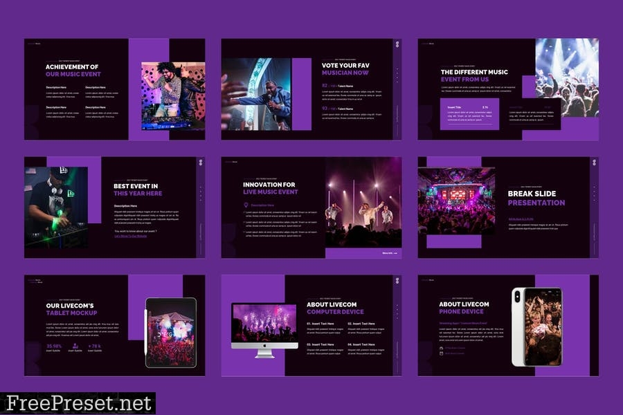 Livecom - Music Event PowerPoint Template MEMJJ9N