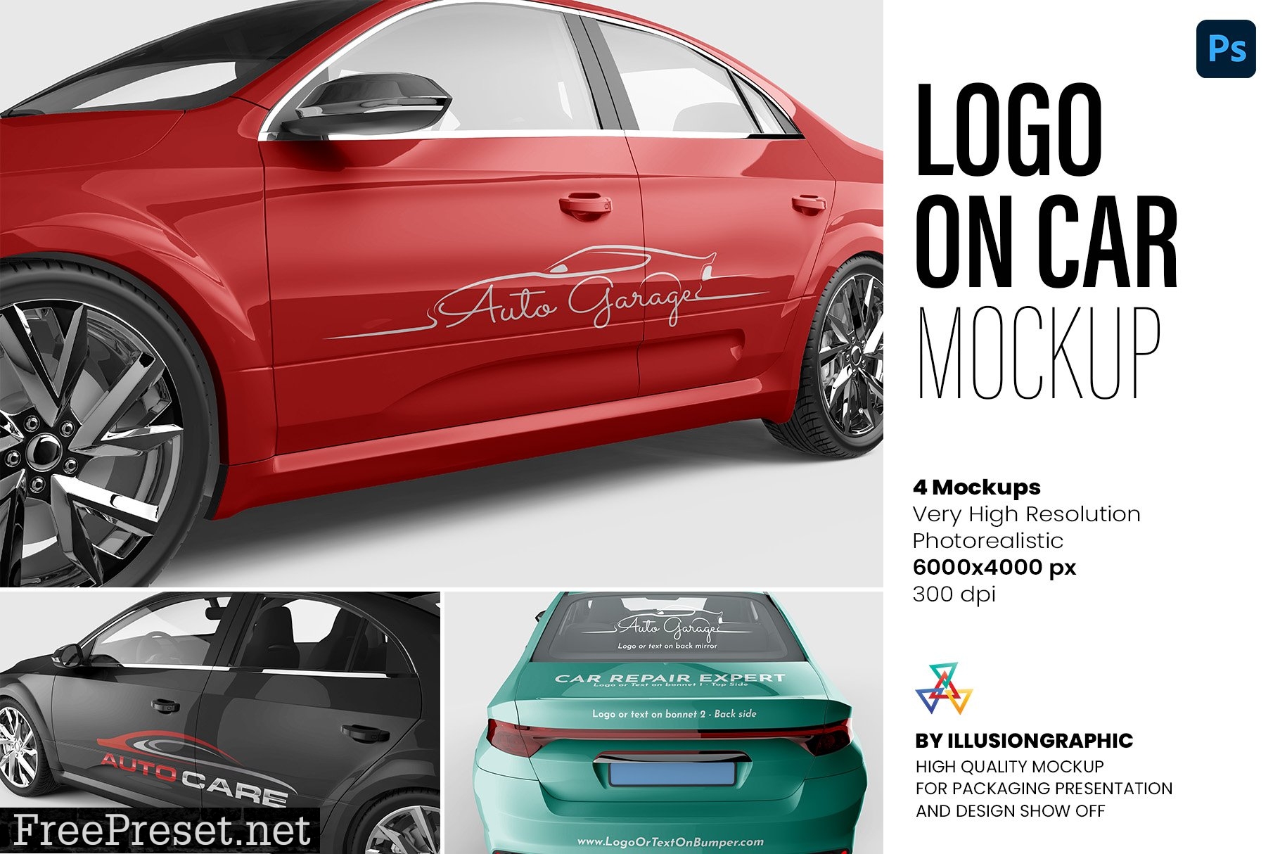 Logo on Car Mockup - 4 Views 7399379