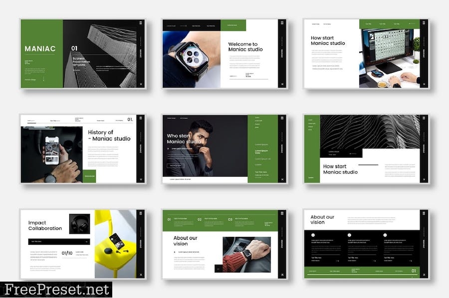 Maniac – Business PowerPoint Template 8NNHWR9