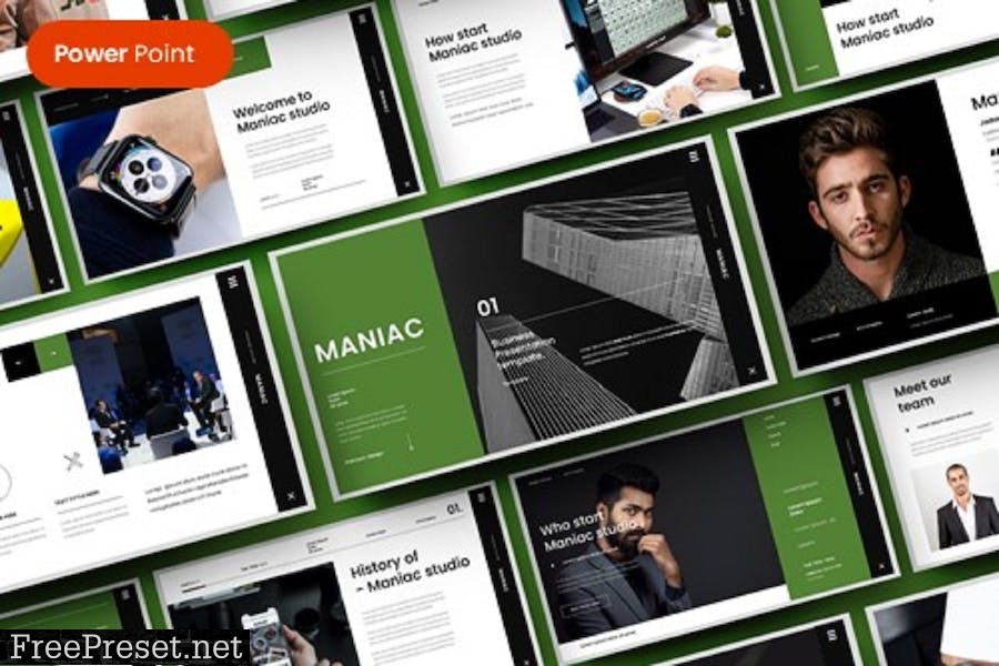 Maniac – Business PowerPoint Template 8NNHWR9