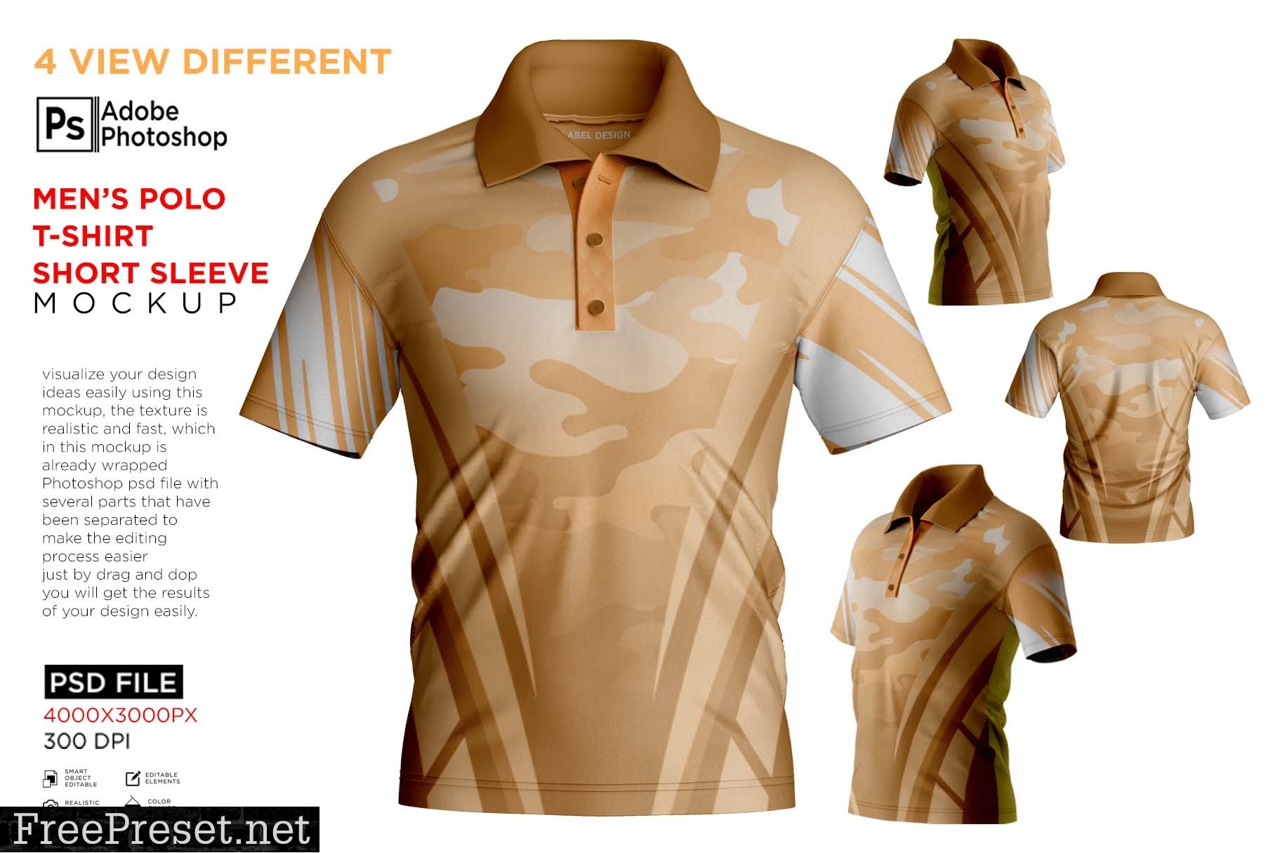 Men's Polo T-Shirt Mockup 7234817