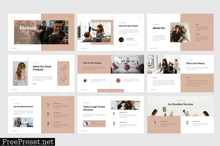 Metime - Hair Salon Presentation Template K6XEBRG