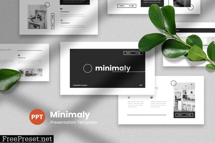 Minimaly - Black & White PowerPoint Template HLR2D2X